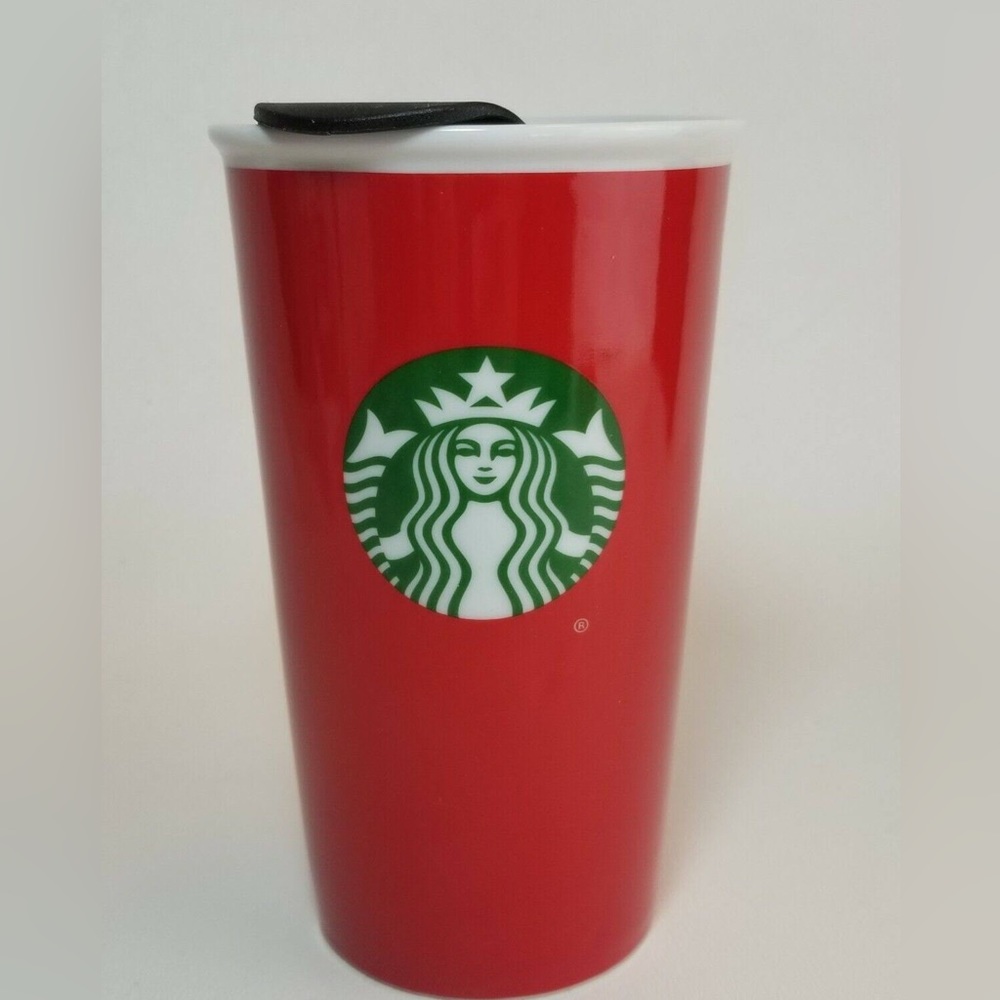 STARBUCKS travel mug ceramic coffee holiday cup 11 oz NWOT 2017